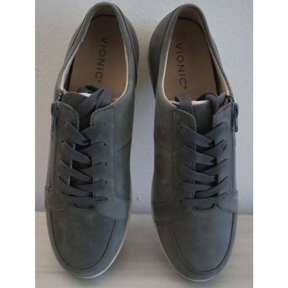 Vionic NBK/TVW5623 Women's Sz 10 Slate Gray Abigai Leather Lace Up Sneakers $130 - Picture 12 of 13